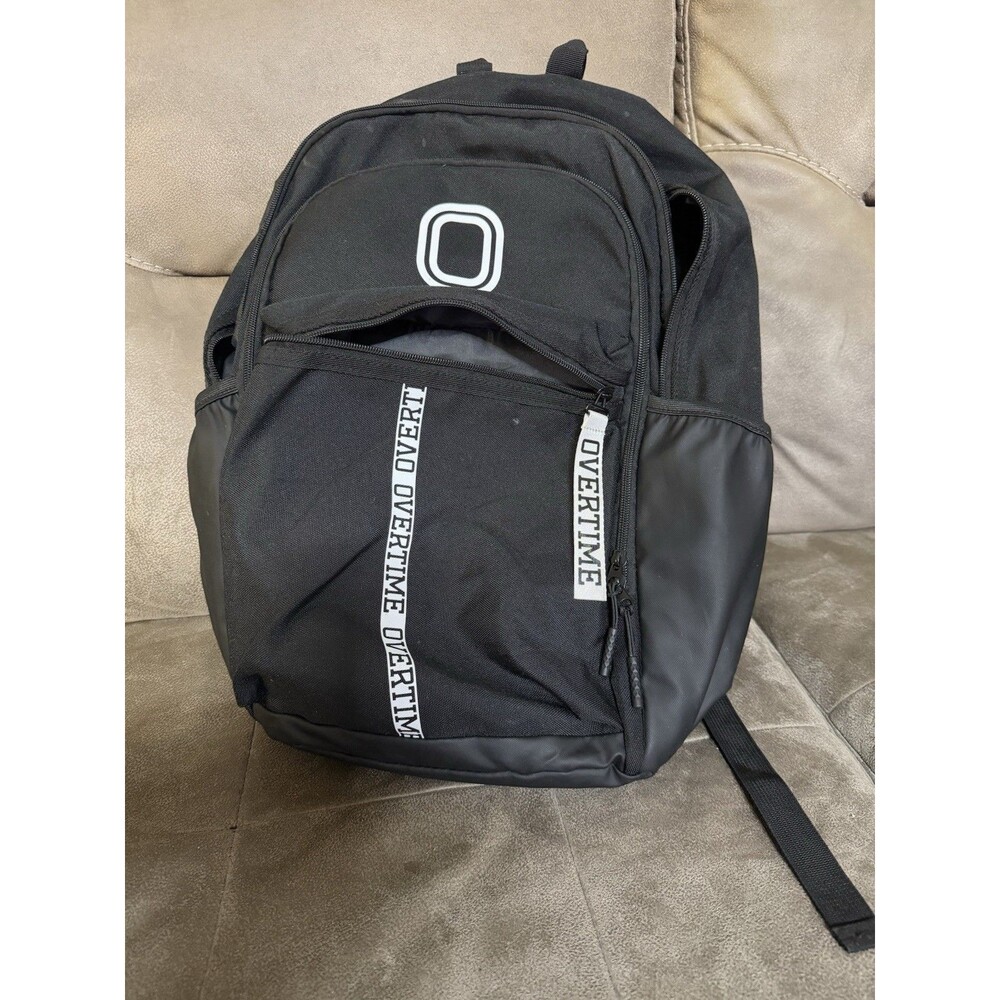 Overtime Black Athletic Backpack Sports School Travel Bag Multiple Compartments